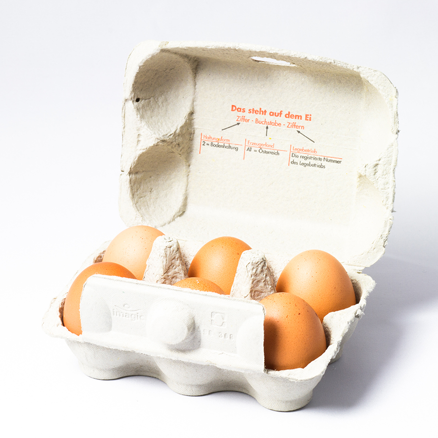 Eier im offenen 6er-Pack vom Kaudinghof